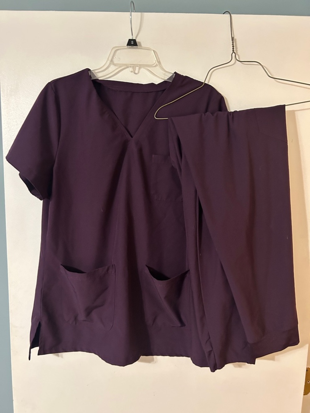 Women’s Plum Scrub 2 Piece Set v neck top and jogger pants